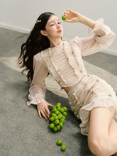 Apricot Handcrafted Floral Embellished Skirt - CHINASQUAD