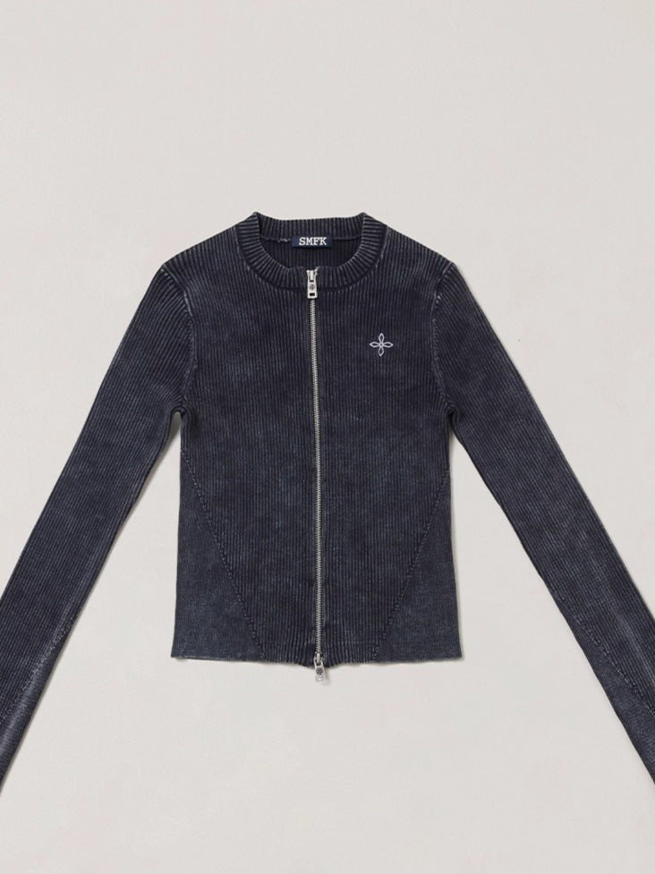 Wild Retro Zipper Knit Cardigan