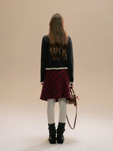 (Final Sale) Vintage Red Plaid Wool Christmas Pleated Skirt - CHINASQUAD