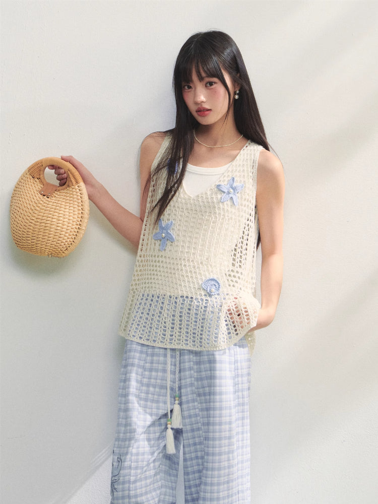 Pearl Crochet Hollow Vest Camisole - CHINASQUAD