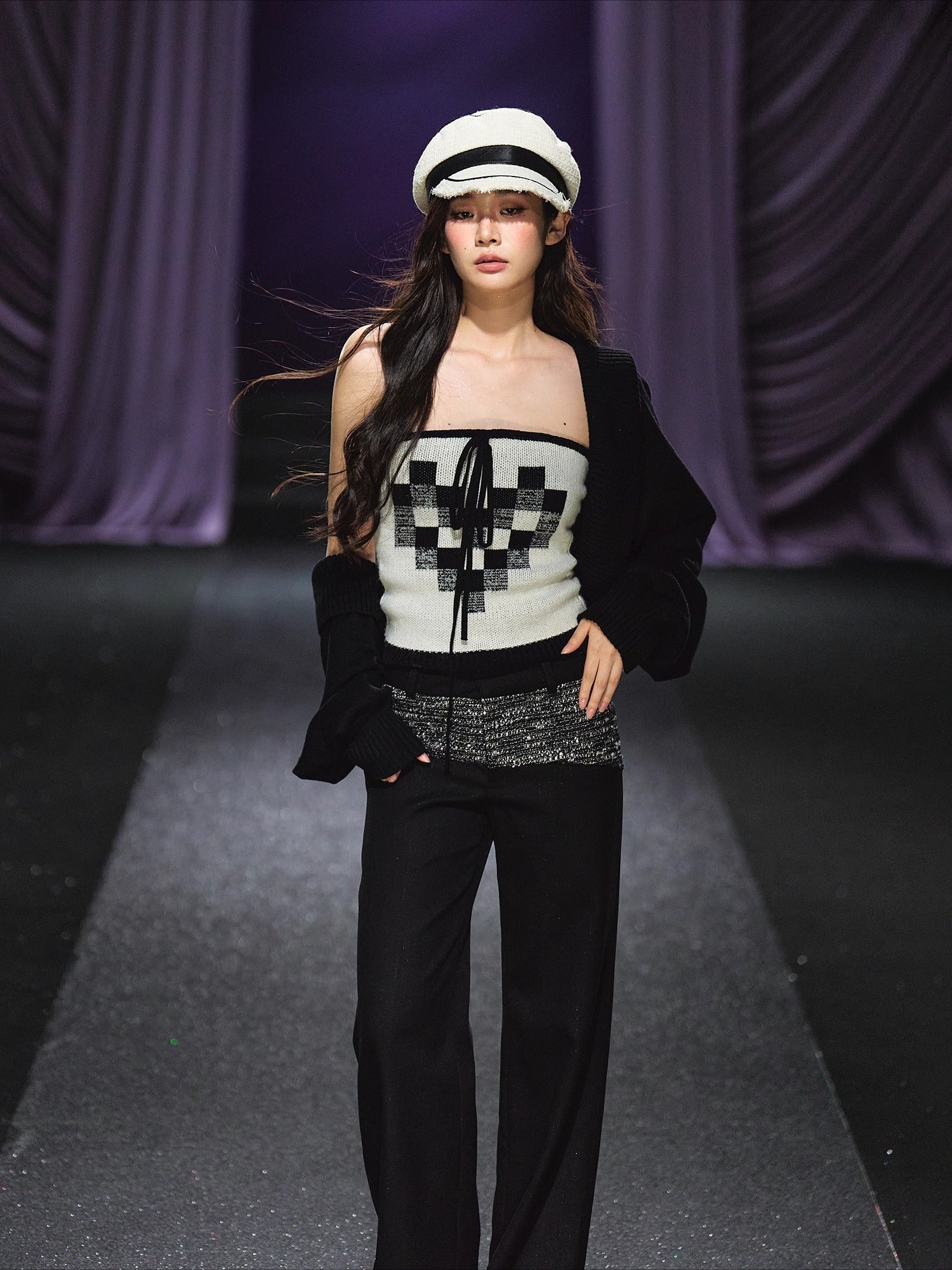 Wool Blend Knit Cardigan & Tube Top Set - CHINASQUAD