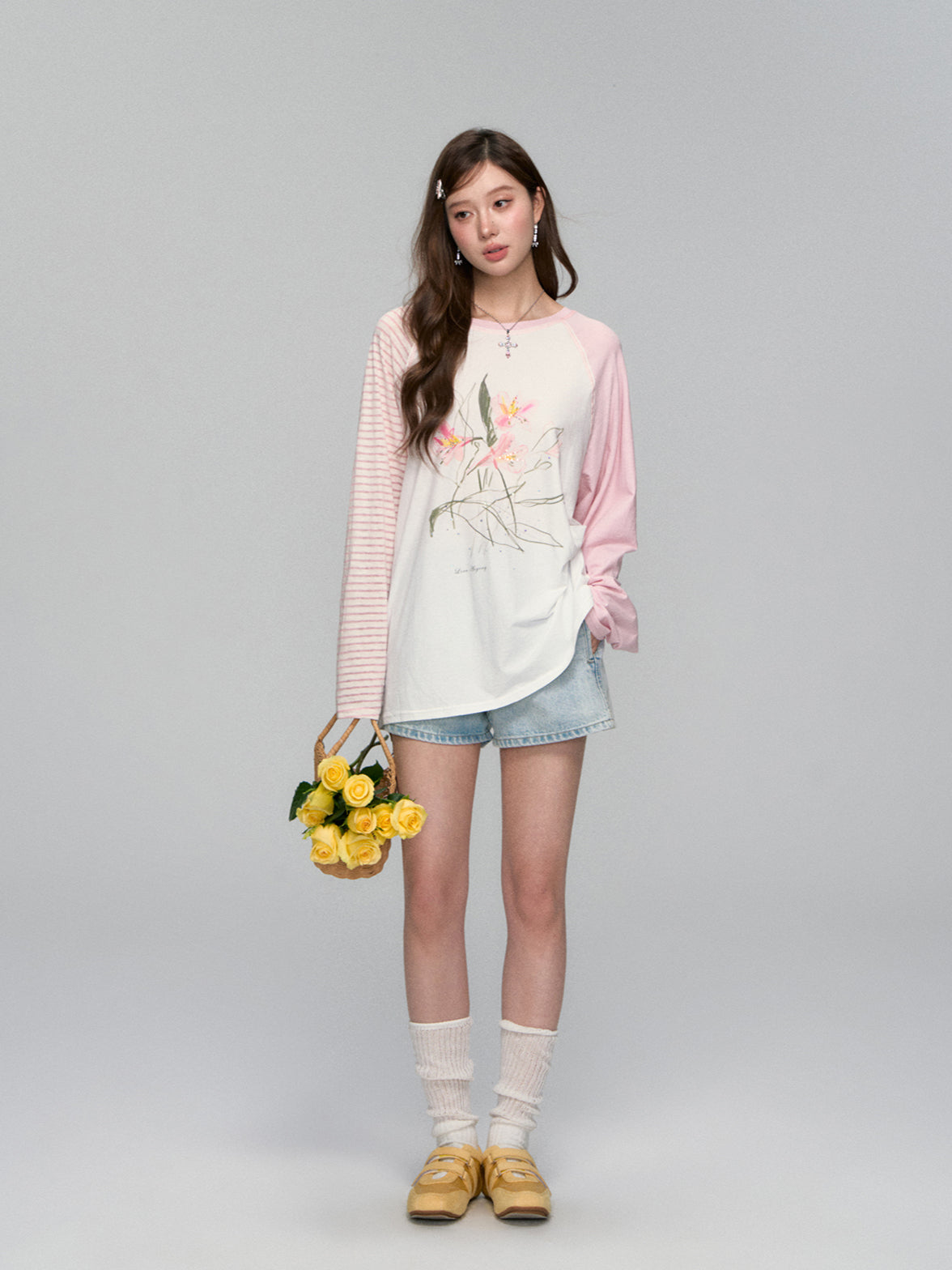 Pink Raglan Graphic T-shirt - CHINASQUAD