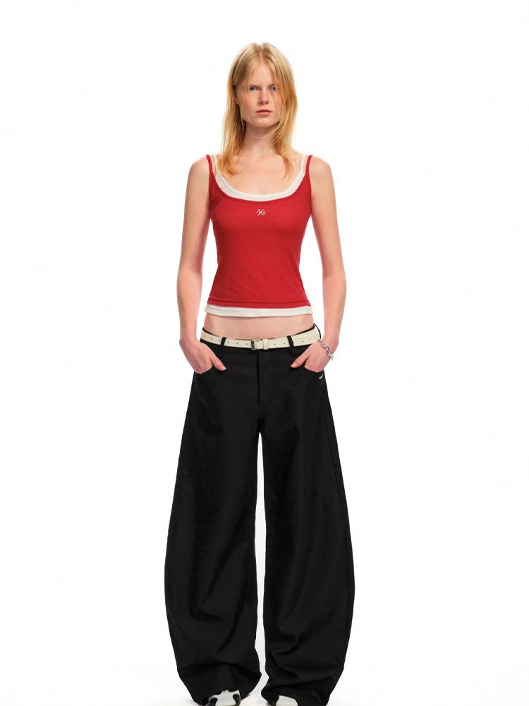 Low-Rise Slim-Fit Loose Wide-Leg Pants - CHINASQUAD