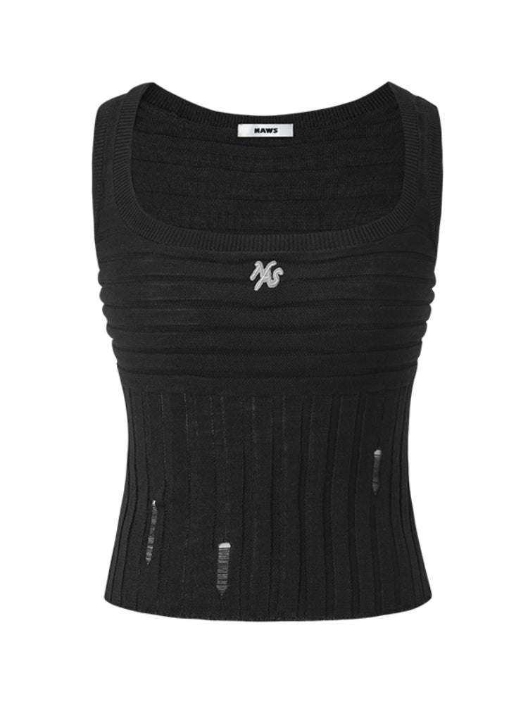 U - neck Hollow Knit Camisole - CHINASQUAD