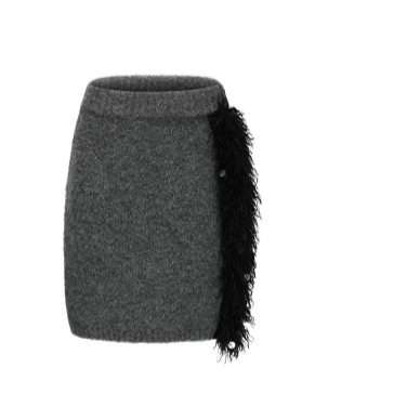 Gray Tassel Cardigan & Skirt Set