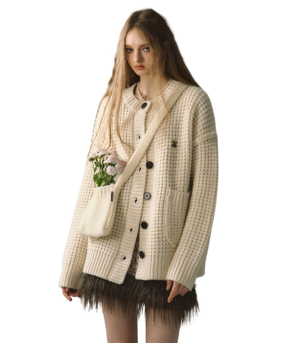 Waffle Weave Knitted Cardigan - CHINASQUAD