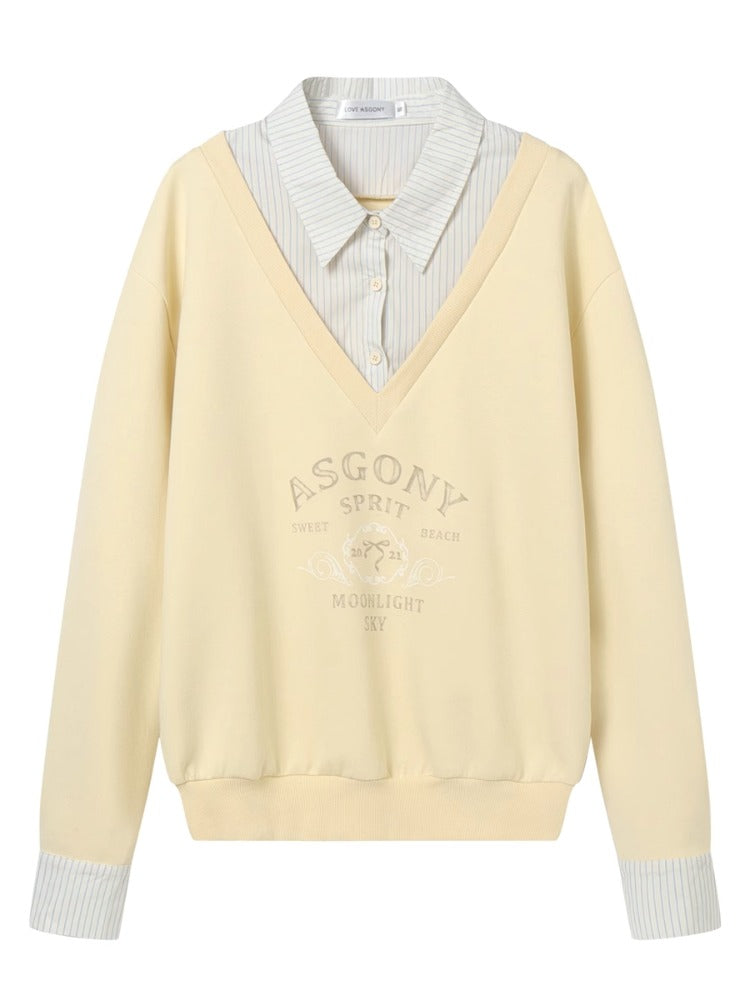 Yellow & Navy Collegiate Butterfly Sweatshirt & Skirt Set - CHINASQUAD