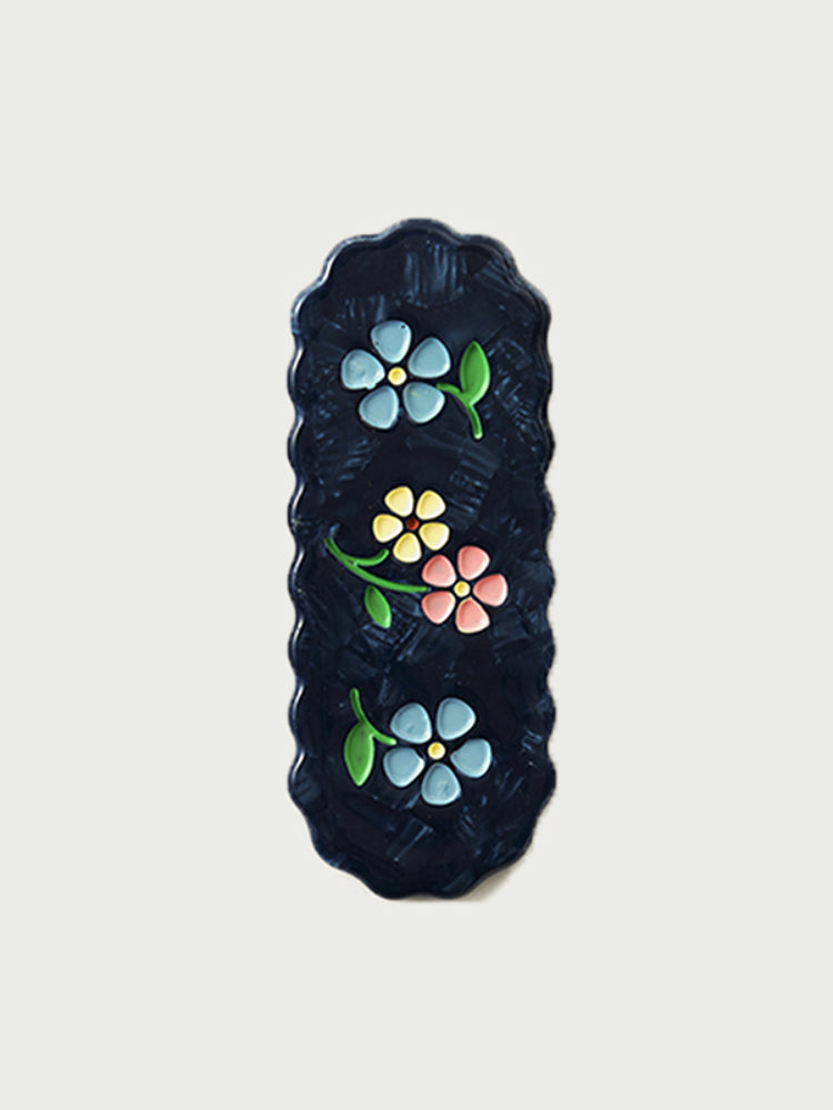 Hand-painted Flower Acetate Hair Clip