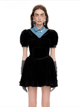Ruched Puff-Sleeve V-Neck Mini Dress - CHINASQUAD