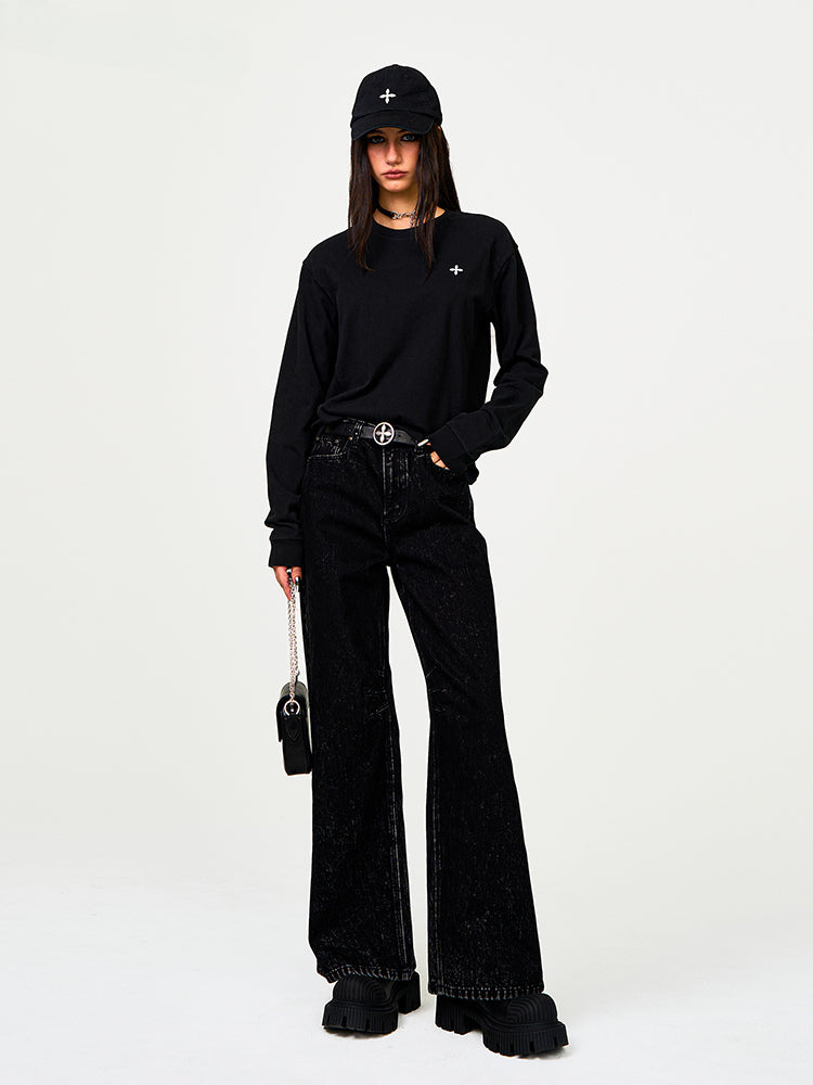 Black Cross Embroidery Sweatshirt - CHINASQUAD