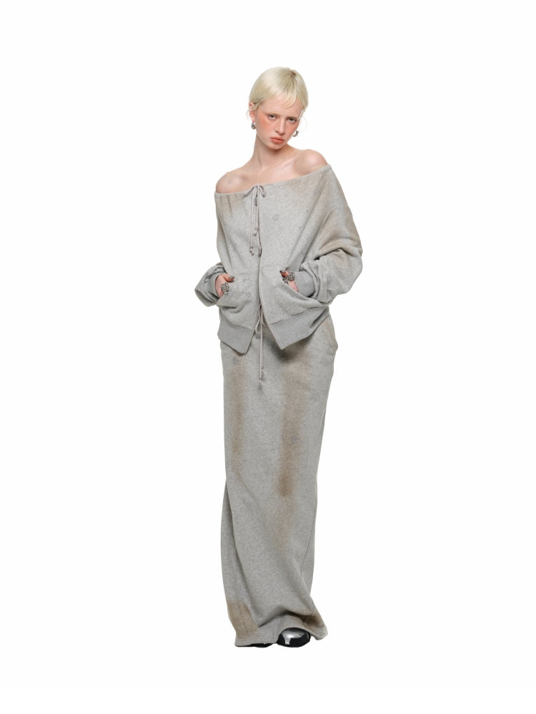 Mud Dyed Rhinestone Sweatshirt & Pant Set - CHINASQUAD