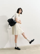 Contrast Collar Knit Pleated Dress - CHINASQUAD