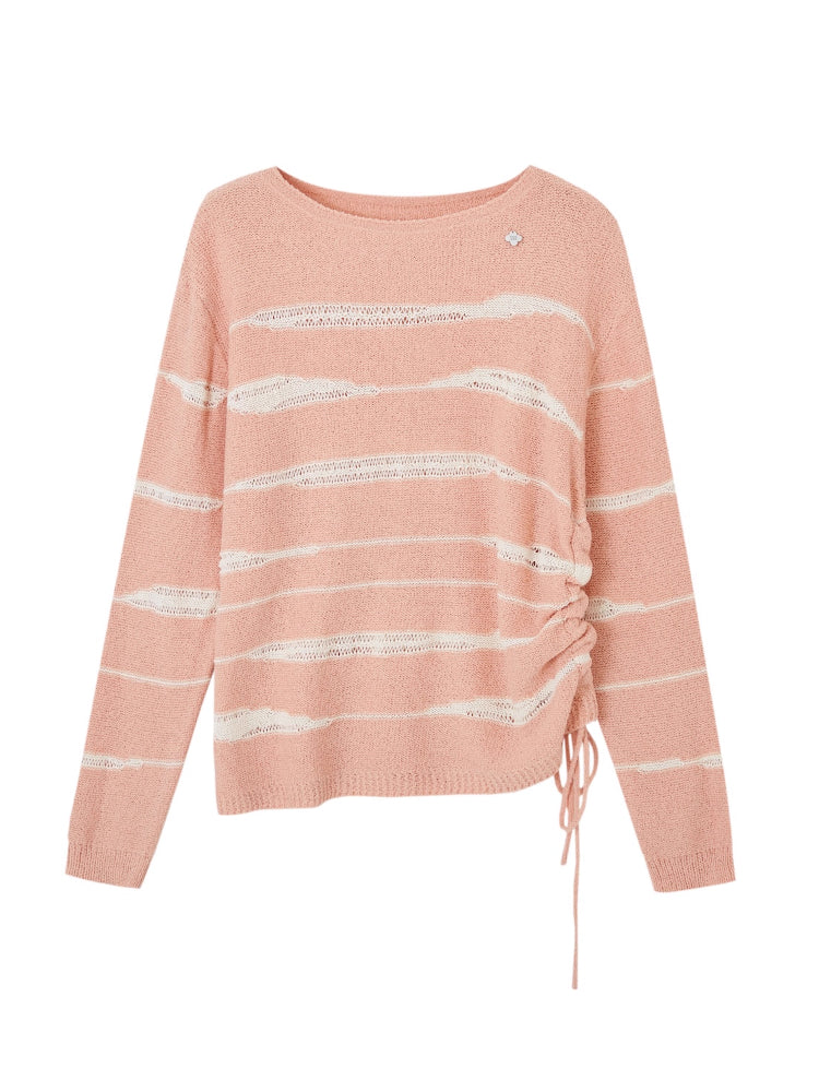 Color-Block Irregular Striped Soft Crewneck - CHINASQUAD