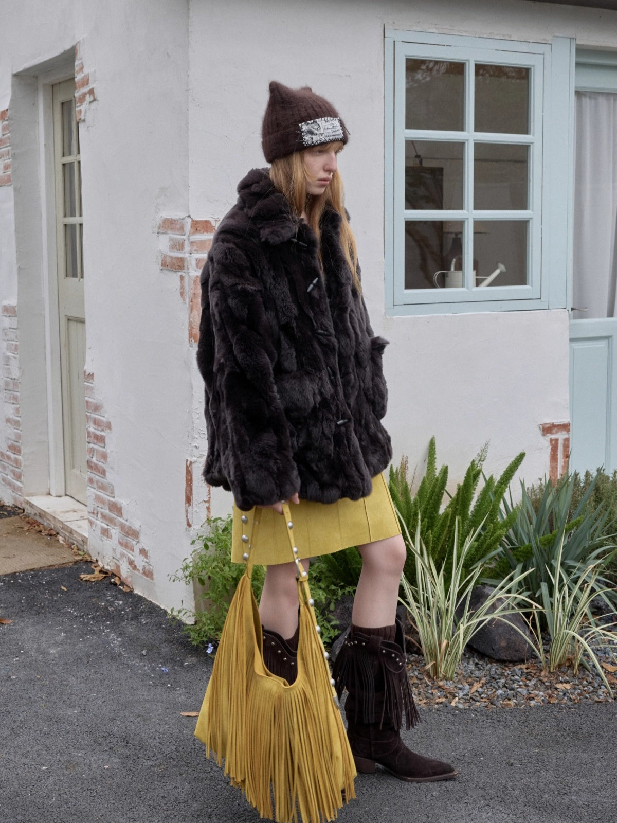 Heavycrafted Rex Rabbit Fur Panel Shirt Jacket