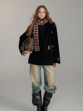 (Final Sale) Lapel Patchwork Velvet Coat - CHINASQUAD