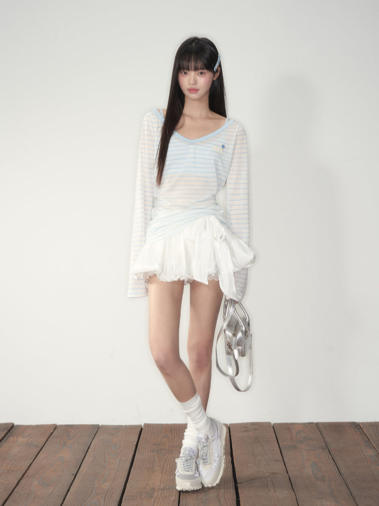 Blue & Pink Striped Cover-Up & Cami Set - CHINASQUAD