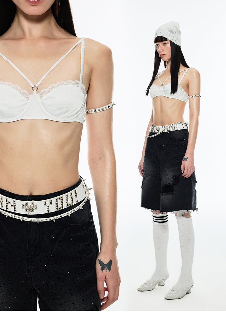 Black & White Lace Satin Camisole - CHINASQUAD