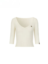 Knit V-neck 5/6 Sleeve T-shirt - CHINASQUAD