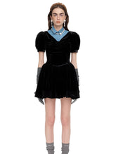 Ruched Puff-Sleeve V-Neck Mini Dress - CHINASQUAD