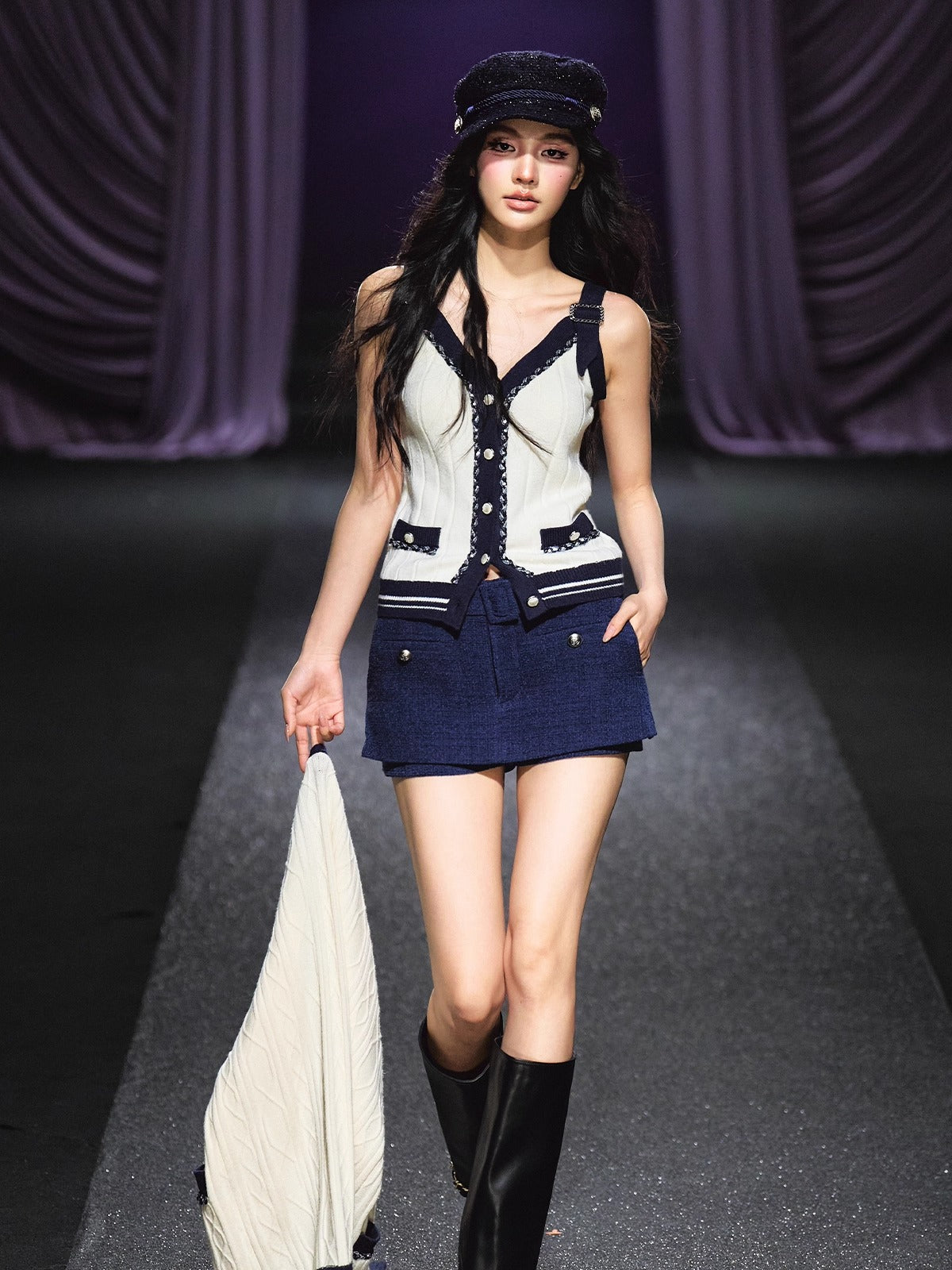 Contrast-Trim Knit Cardigan & Vest Set - CHINASQUAD