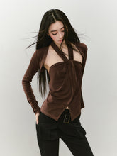 Knitted Halter Neck Slit Tank Top - CHINASQUAD