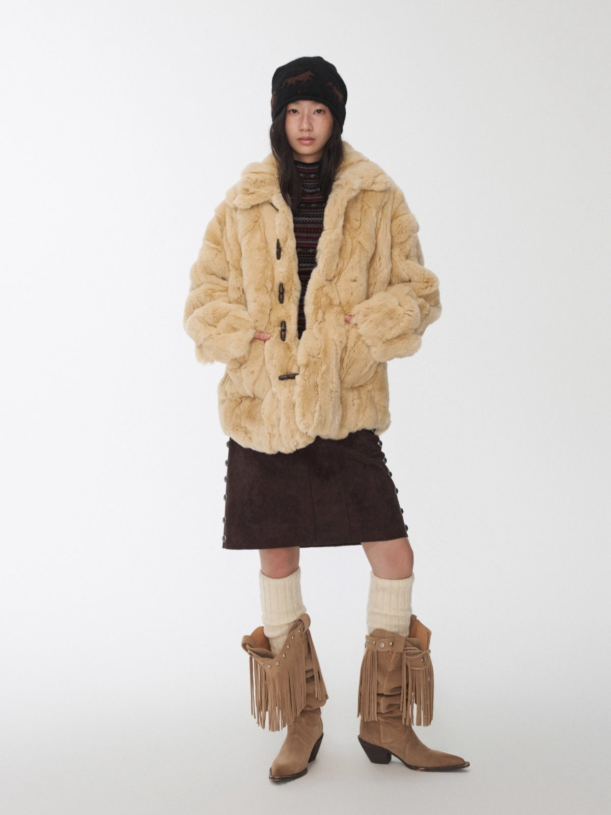 Heavycrafted Rex Rabbit Fur Panel Shirt Jacket