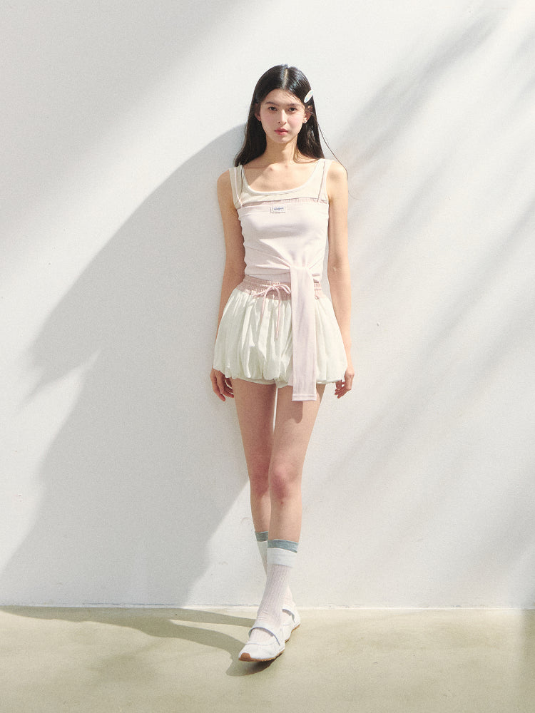 Color-Blocked Lyocell Bubble Skirt - CHINASQUAD