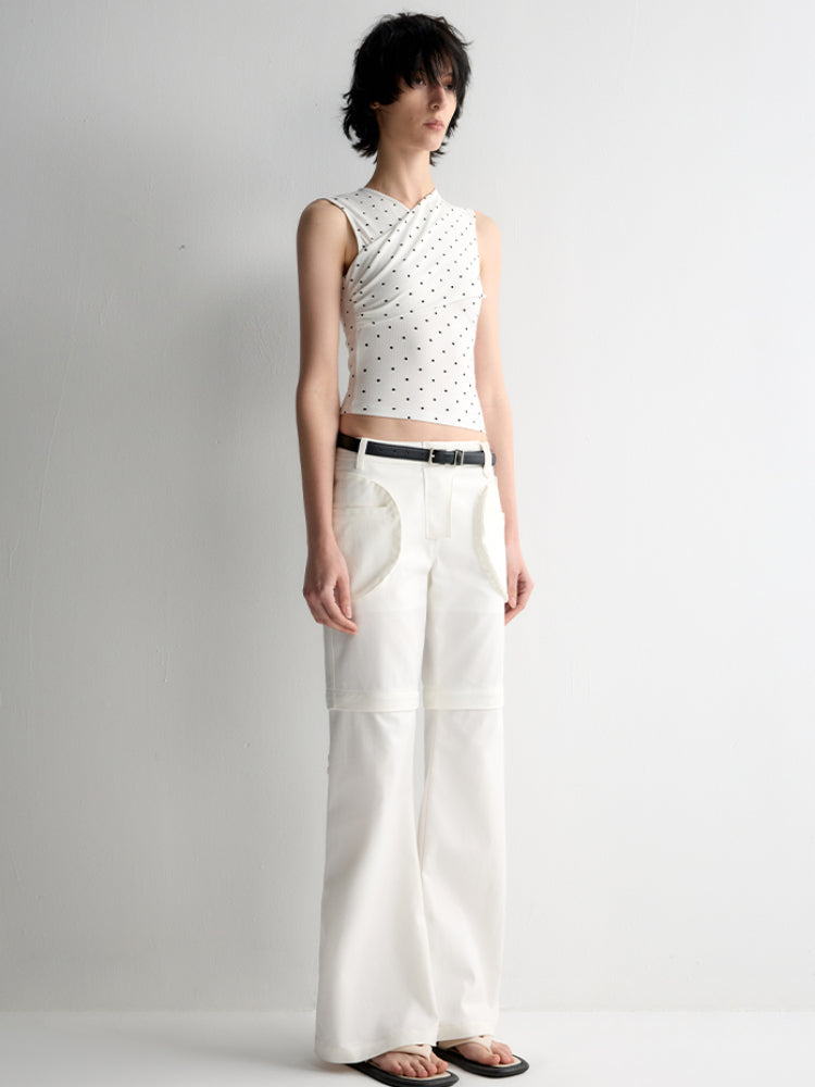 Two-Piece Polka-Dot Printed Sleeveless Vest - CHINASQUAD