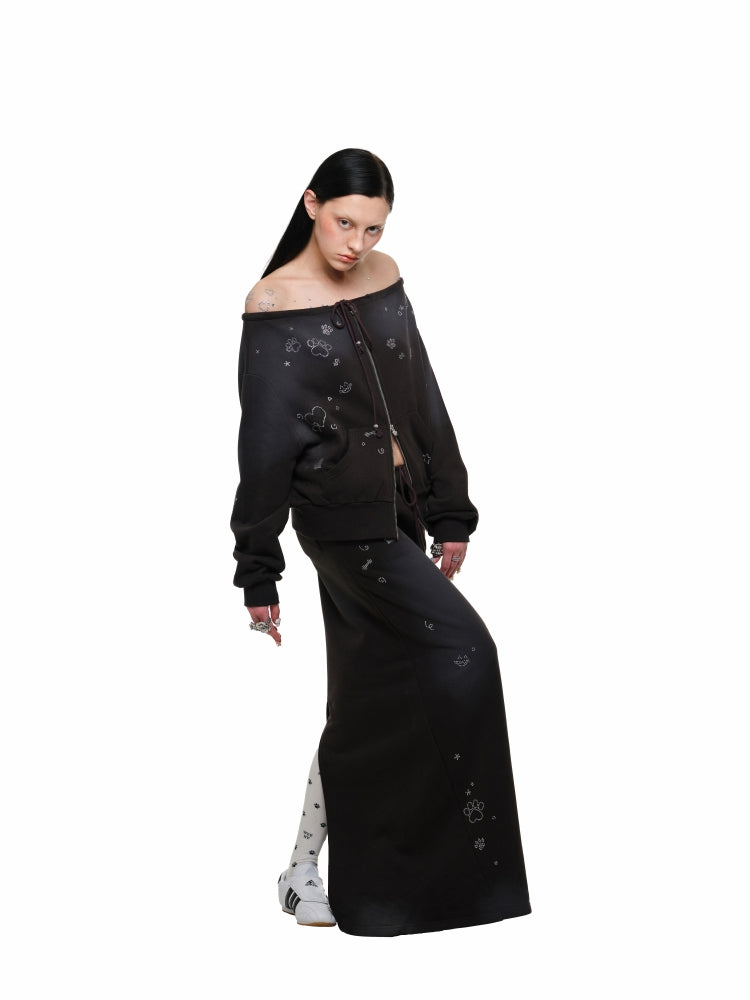 Mud Dyed Rhinestone Sweatshirt & Pant Set - CHINASQUAD
