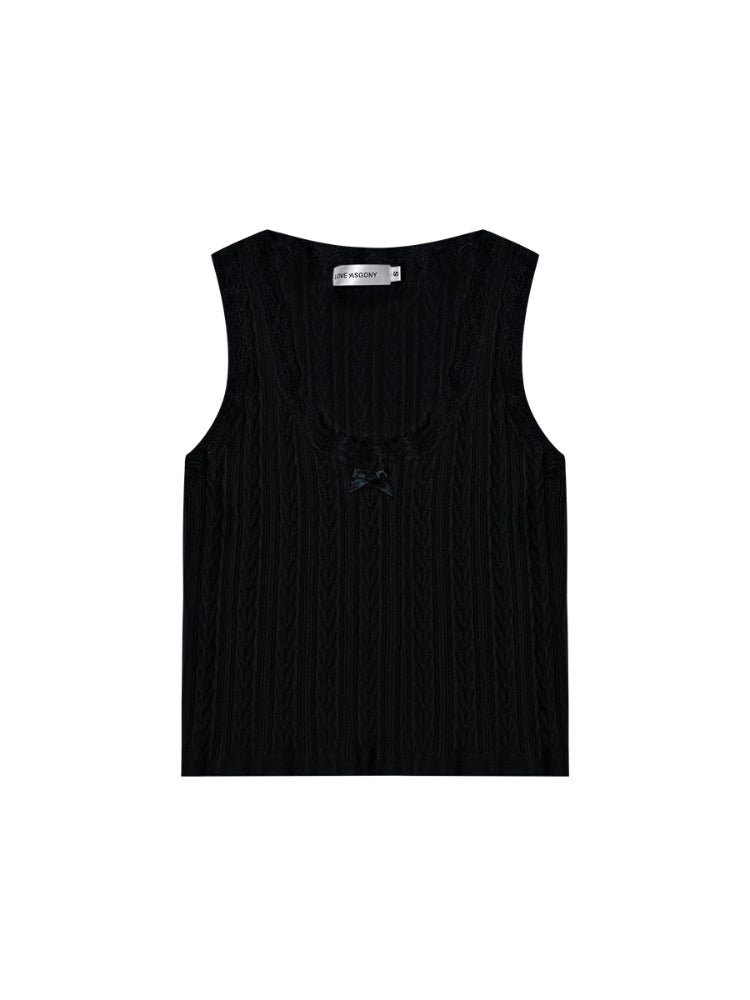 Lace Ruffle Bow Sling Vest - CHINASQUAD