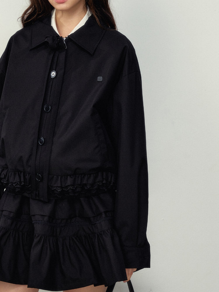 Lace-Trimmed Jacket & Skirt Set - CHINASQUAD