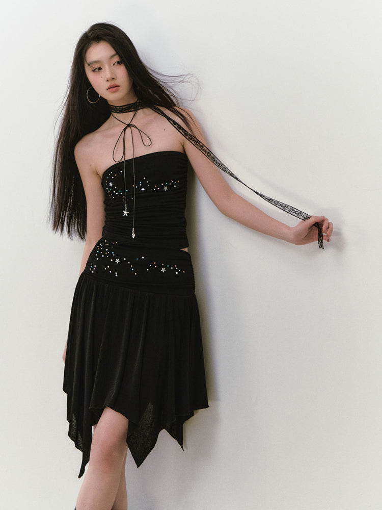 Star Beaded Ruffled Bandeau & Skirt Set - CHINASQUAD