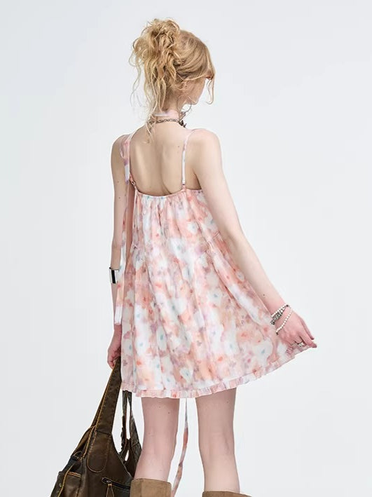 Pink Floral A-Line Camisole Dress