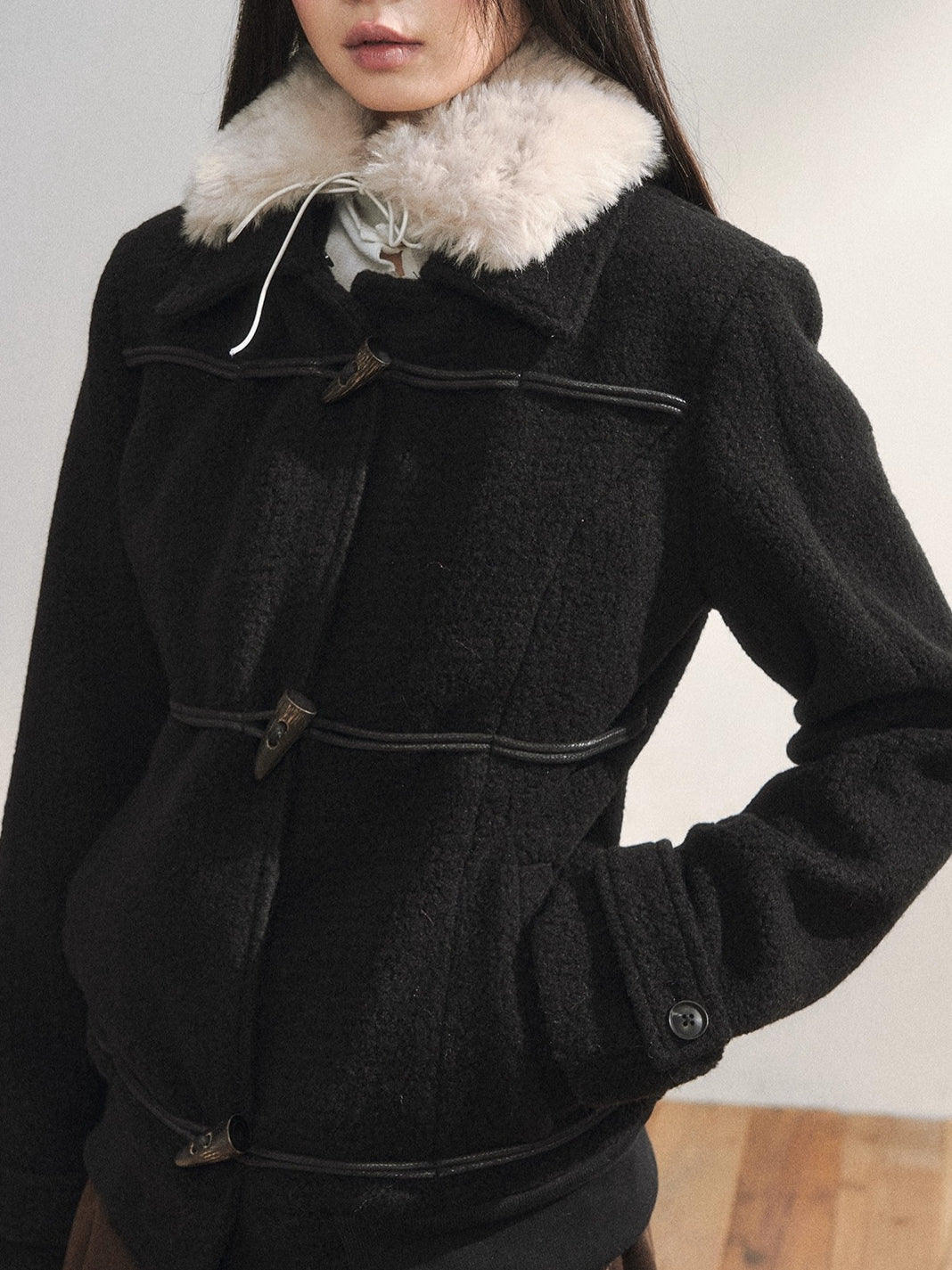 Original Design Black Duffle Wool Jacket