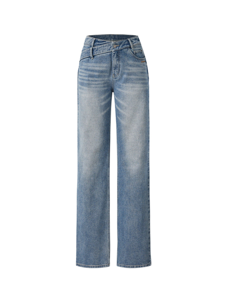 Relaxed-Fit High-Waisted V-Jeans - CHINASQUAD