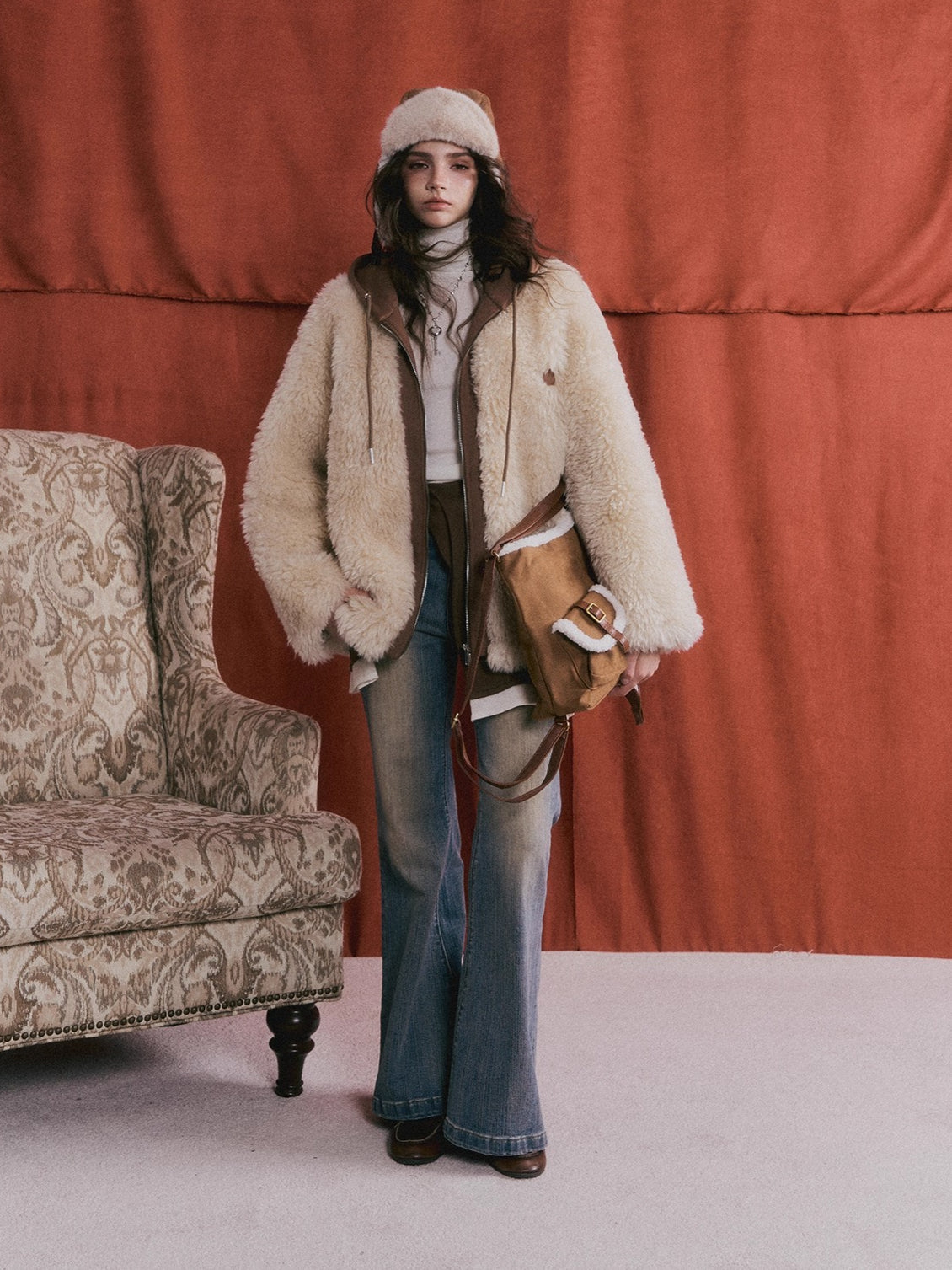 Faux Shearling Patchwork Oversized Jacket