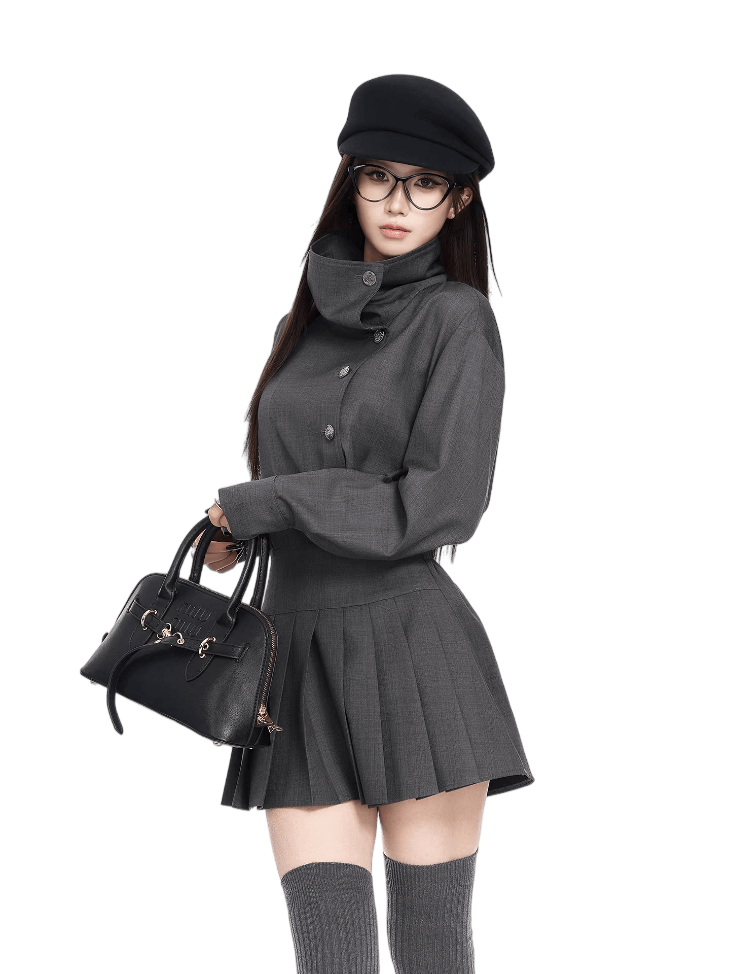 Trench-Inspired Pleated Waist Dress