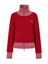 Color-Block High-Neck Knit Cardigan - CHINASQUAD