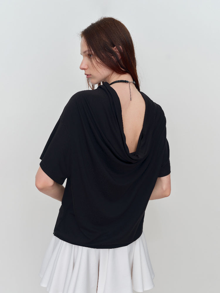 Slant One-Shoulder Swing Neck T-Shirt