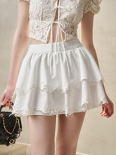 Flower Embroidered Lace Waist Skirt - CHINASQUAD