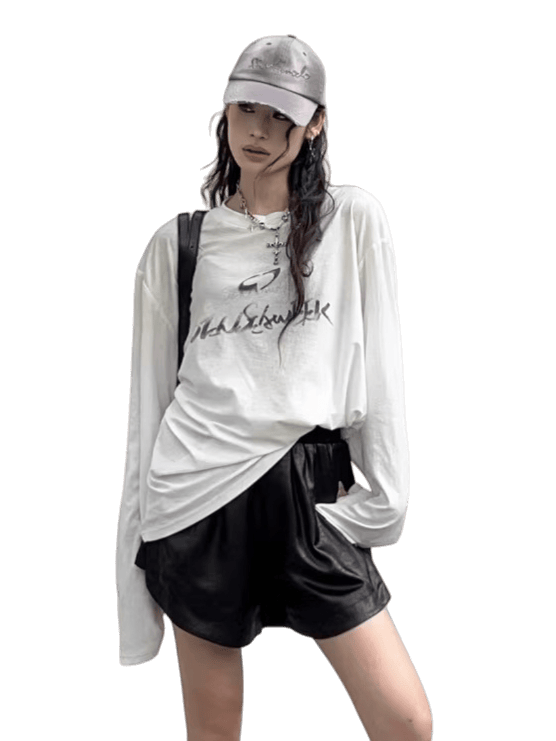 Vintage Washed Spray-Effect Long-Sleeve T-Shirt