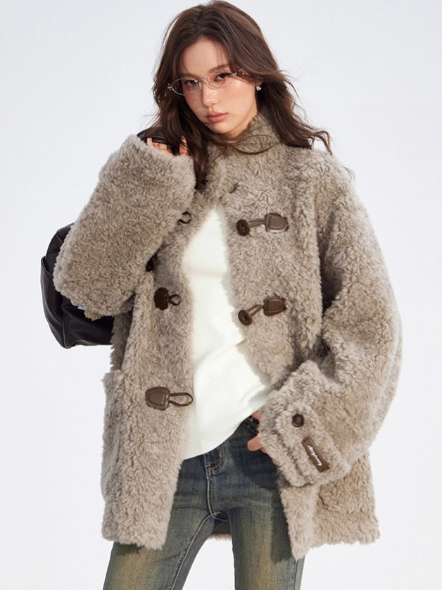 Wool-Blend Shearling Buttoned Jacket