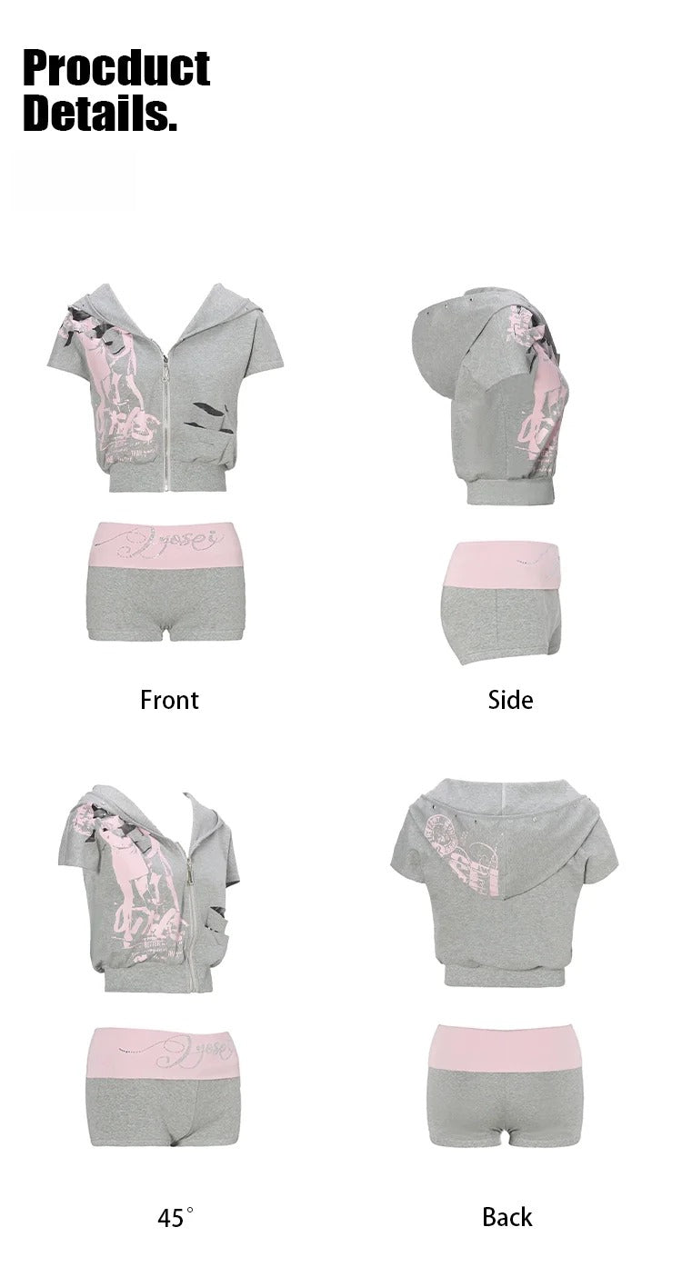 Studded Hoodie & Shorts Set