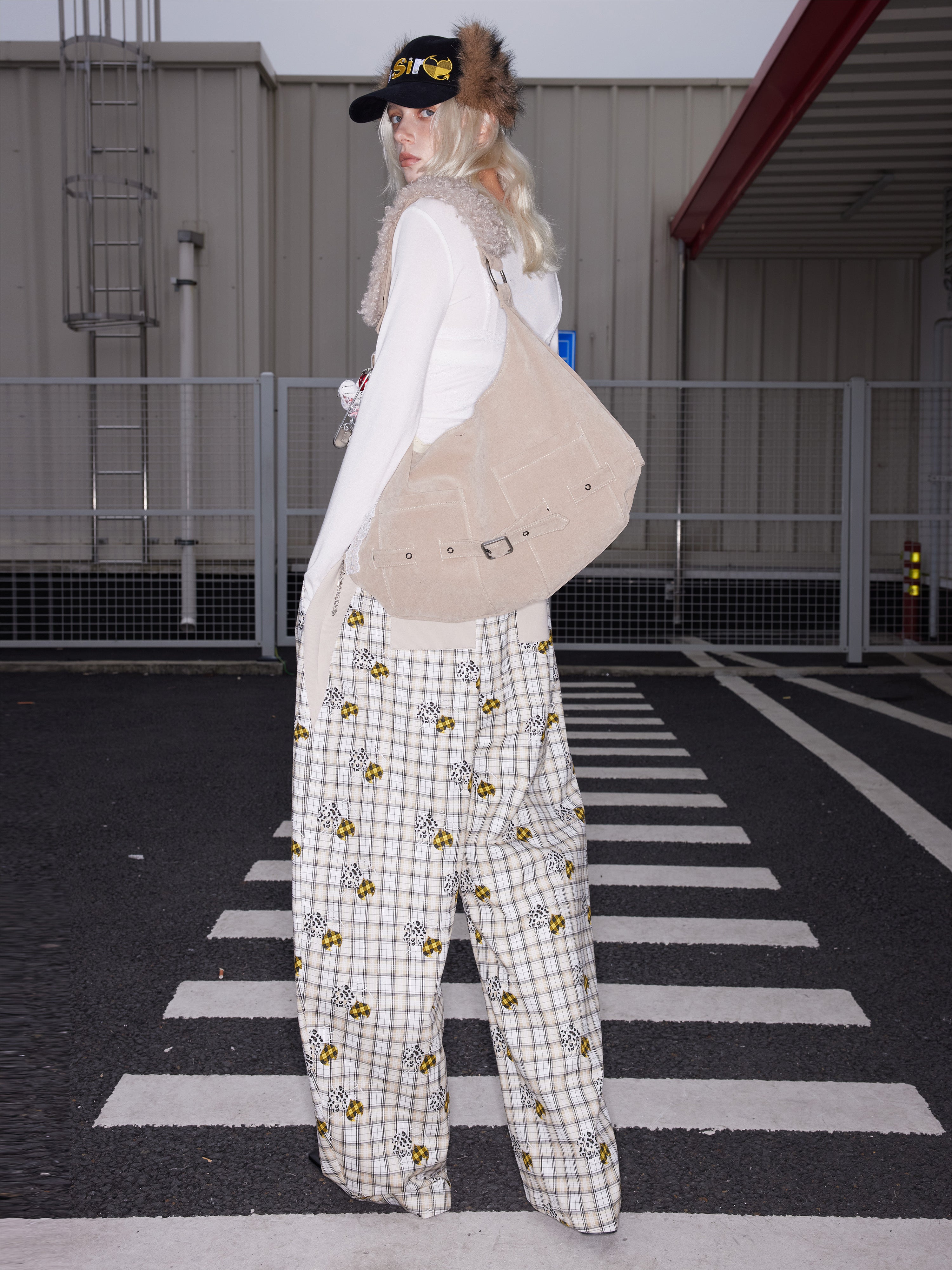 Lyocell Custom Plaid Beaded Banana Pants - CHINASQUAD