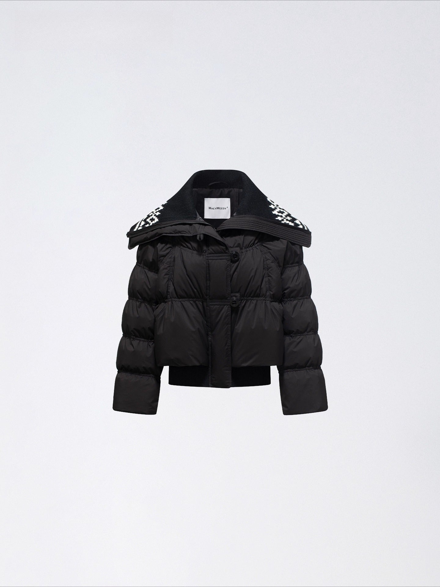 Contrast Panel Sailor Collar Down Jacket