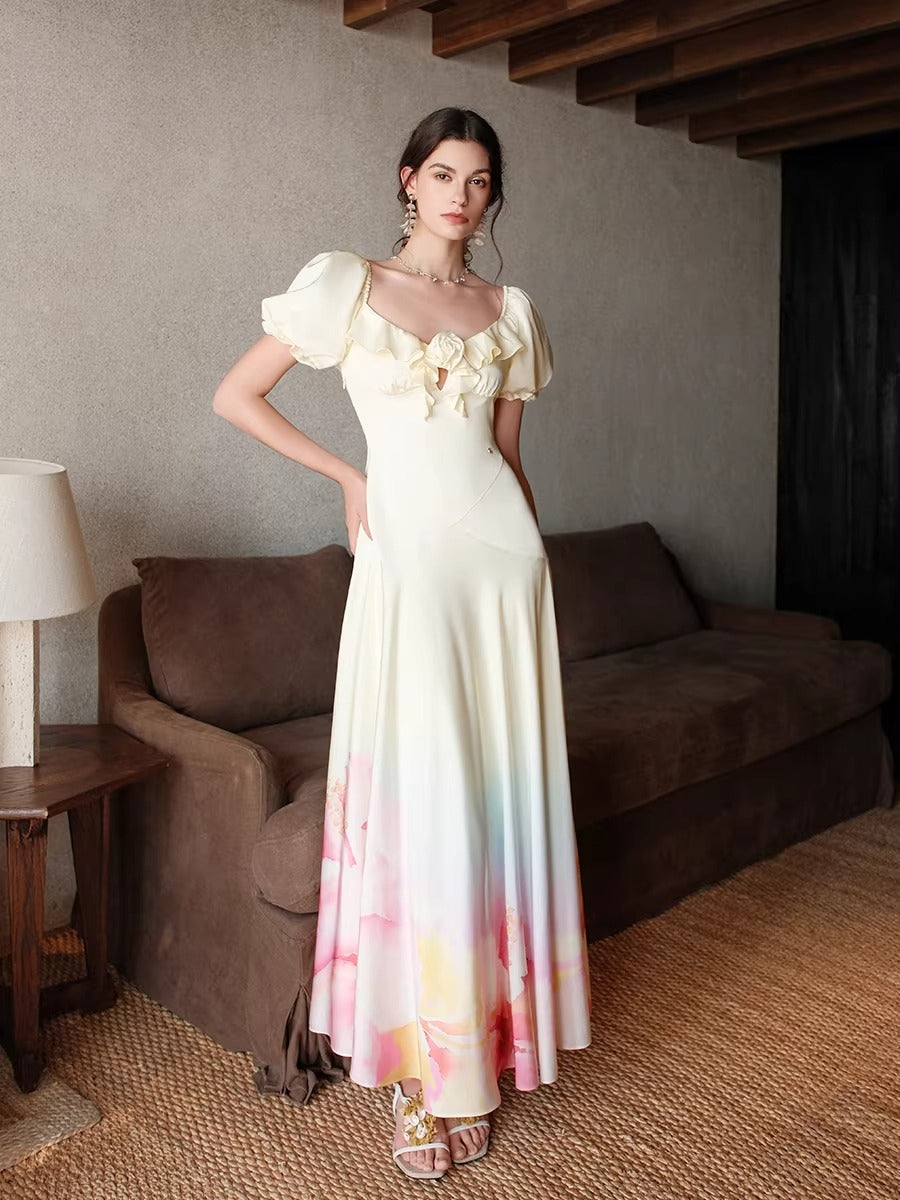 Puff-Sleeve Resort Maxi Dress