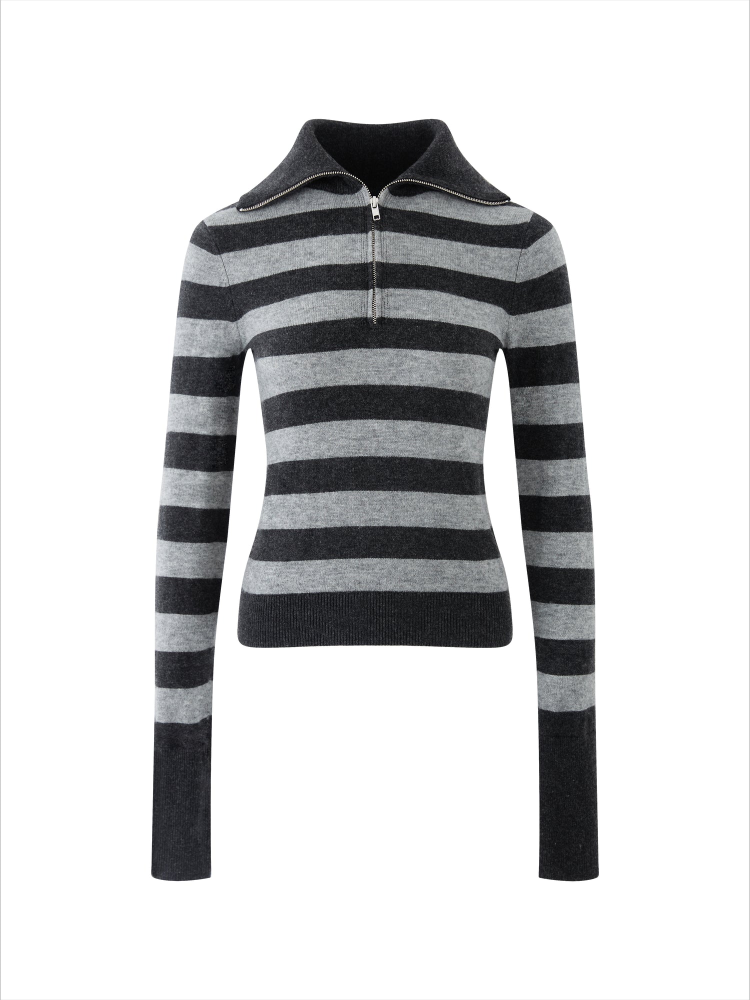 Striped Wool Blend Half-Zip Sweater - CHINASQUAD