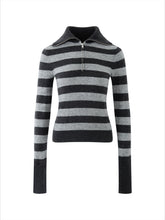 Striped Wool Blend Half-Zip Sweater - CHINASQUAD