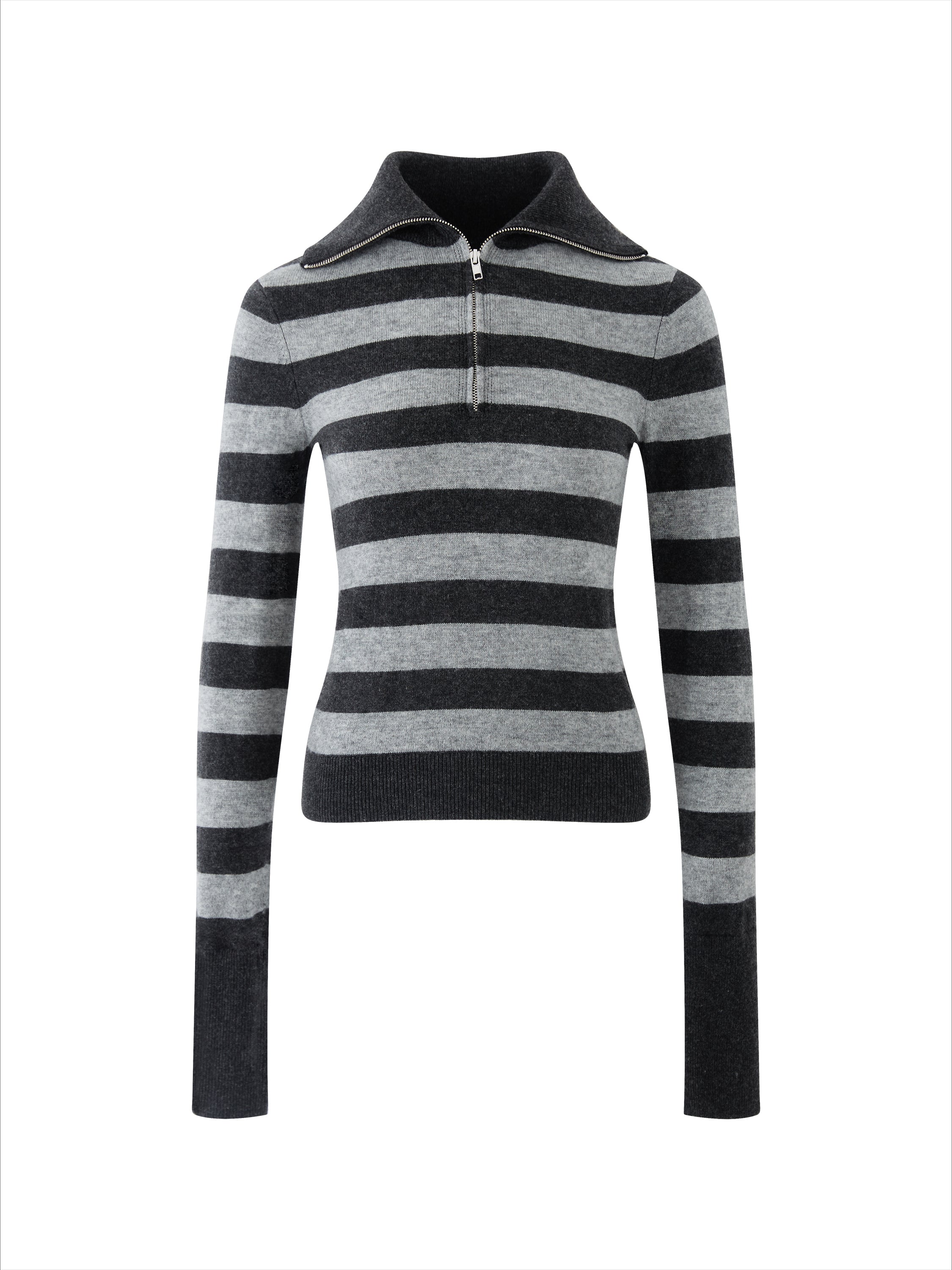 Striped Wool Blend Half-Zip Sweater - CHINASQUAD