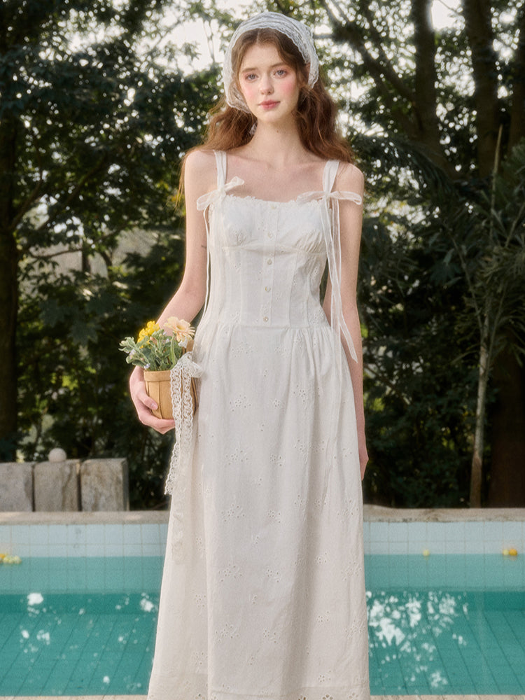 Embroidered Waist Dress - CHINASQUAD